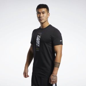 Reebok Combat Wordmark T Shirt Herren - Schwarz - DE 769-KVN